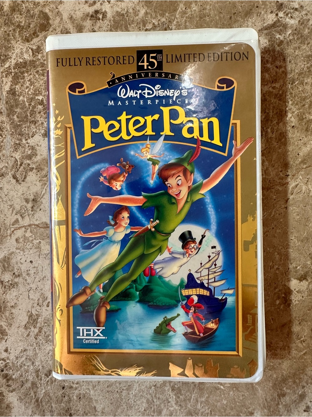 Walt Disney's Peter Pan 45th Anniversary VHS Tape and Clamshell